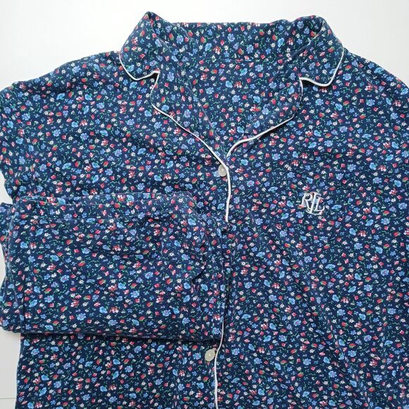 Lauren Ralph Lauren Pajamas Womens Large Cottage Floral Preppy Sleep Embroidered - Picture 2 of 11